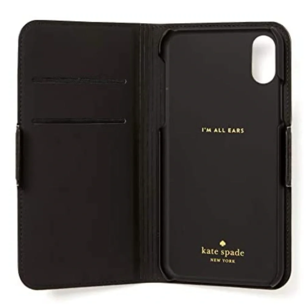 Kate Spade New York Black Glitter Wrap Folio Black iPhone XS Folio Case